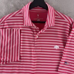 Fairway & Greene Polo Shirt Mens Size Medium Red Stripe Golfer USA Made